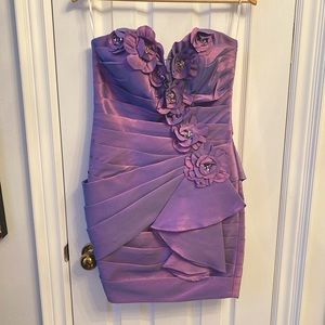 Jovani Purple Strapless Cocktail Dress